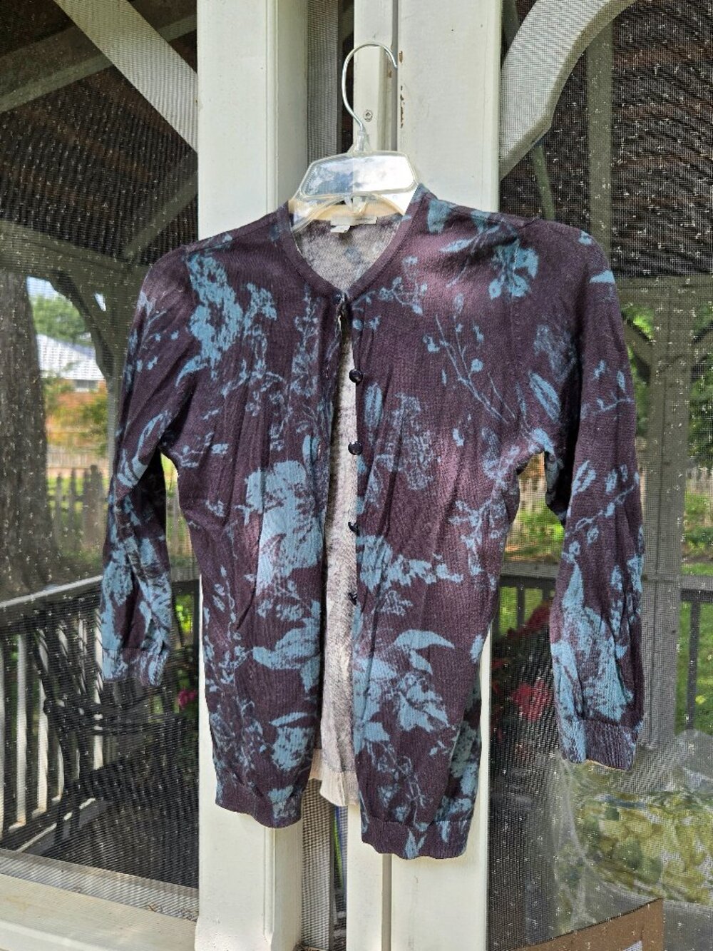 Halogen Floral Cardigan Sweater XS Extra Small Brand New Cotton Button Front Blu